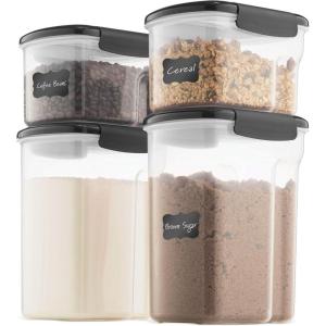 imageFineDine Airtight FoodStorage Containers With Lids BPAFree Plastic Kitchen Pantry  DryFoodStorage Containers Set For Flour Cereal Sugar Coffee Rice Nuts Snacks Etc Gray