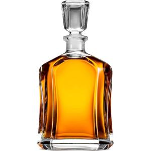 imagePaksh Capitol Glass Decanter with Airtight Geometric Stopper  Whiskey Decanter for Wine Bourbon Brandy Liquor Juice Water Mouthwash Italian Glass  2375 oz