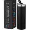 imageFineDine Insulated Skinny StainlessSteel Tumbler  18oz Tumbler with FlipTop Lid  Travel Coffee Mug 100 Leakproof Lids  Slim VacuumTumblers Keep Hot ampamp Cold  Home Office Inky Raven Black