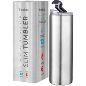 imageInsulated Skinny Stainless Steel Tumbler  18oz Coffee Tumbler with Flip Top Lid  Travel Coffee Mug 100 LeakProof Lids  Slim Vacuum Insulated Tumblers Keeps Hot and Cold  Great for Home Office