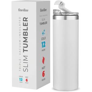 imageInsulated Skinny StainlessSteel Tumbler  18oz Coffee Tumbler with FlipTop Lid  Travel Coffee Mug 100 Leakproof Lids  Slim VacuumInsulated Tumblers Keep Hot and Cold  Great for Home Office