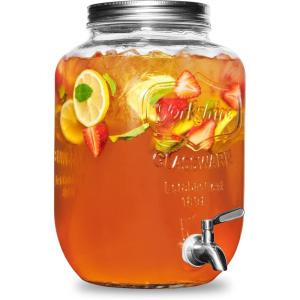 imageFineDine Glass Drink Dispenser for Fridge  1 Gallon Water Laundry Detergent Juice or Beverage Dispenser for Parties with Spigot  Serveware for BBQ Picnic Pool Party and Social Events2 Gallon