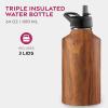 imageFineDine Triple Walled Insulated Water Bottles with Straw  25 Oz Stainless Steel Metal Bottle W 3 Leak Proof Lids  For Travel School Sports GymMen Women ampamp Kids  Rustic Grained SiennaRustic Grained Sienna