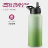 imageFineDine Triple Walled Insulated Water Bottles with Straw  25 Oz Stainless Steel Metal Bottle W 3 Leak Proof Lids  For Travel School Sports GymMen Women ampamp Kids  Rustic Grained SiennaDreamy Green