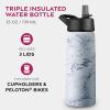 imageFineDine Triple Walled Insulated Water Bottles with Straw  25 Oz Stainless Steel Metal Bottle W 3 Leak Proof Lids  For Travel School Sports GymMen Women ampamp Kids  Rustic Grained SiennaFresh White Marble