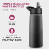 imageFineDine Triple Walled Insulated Water Bottles with Straw  25 Oz Stainless Steel Metal Bottle W 3 Leak Proof Lids  For Travel School Sports GymMen Women ampamp Kids  Rustic Grained SiennaInky Raven Black