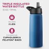 imageFineDine Triple Walled Insulated Water Bottles with Straw  25 Oz Stainless Steel Metal Bottle W 3 Leak Proof Lids  For Travel School Sports GymMen Women ampamp Kids  Rustic Grained SiennaMajestic Sapphire