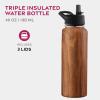 imageFineDine Triple Walled Insulated Water Bottles with Straw  25 Oz Stainless Steel Metal Bottle W 3 Leak Proof Lids  For Travel School Sports GymMen Women ampamp Kids  Rustic Grained SiennaRustic Grained Sienna