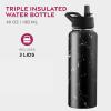 imageFineDine Triple Walled Insulated Water Bottles with Straw  25 Oz Stainless Steel Metal Bottle W 3 Leak Proof Lids  For Travel School Sports GymMen Women ampamp Kids  Rustic Grained SiennaPolished Raven Marble