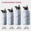 imageFineDine Triple Walled Insulated Water Bottles with Straw  25 Oz Stainless Steel Metal Bottle W 3 Leak Proof Lids  For Travel School Sports GymMen Women ampamp Kids  Rustic Grained SiennaFresh White Marble