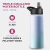 imageFineDine Triple Walled Insulated Water Bottles with Straw  25 Oz Stainless Steel Metal Bottle W 3 Leak Proof Lids  For Travel School Sports GymMen Women ampamp Kids  Rustic Grained SiennaPowder Steel Blue Blend