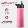 imageFineDine Triple Walled Insulated Water Bottles with Straw  25 Oz Stainless Steel Metal Bottle W 3 Leak Proof Lids  For Travel School Sports GymMen Women ampamp Kids  Rustic Grained SiennaStriking French Rose