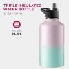 imageFineDine Triple Walled Insulated Water Bottles with Straw  25 Oz Stainless Steel Metal Bottle W 3 Leak Proof Lids  For Travel School Sports GymMen Women ampamp Kids  Rustic Grained SiennaDreamy PinkGreen