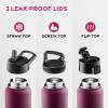 imageFineDine Triple Walled Insulated Water Bottles with Straw  25 Oz Stainless Steel Metal Bottle W 3 Leak Proof Lids  For Travel School Sports GymMen Women ampamp Kids  Rustic Grained SiennaDreamy Purple