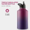imageFineDine Triple Walled Insulated Water Bottles with Straw  25 Oz Stainless Steel Metal Bottle W 3 Leak Proof Lids  For Travel School Sports GymMen Women ampamp Kids  Rustic Grained SiennaDreamy Purple