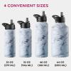 imageFineDine Triple Walled Insulated Water Bottles with Straw  25 Oz Stainless Steel Metal Bottle W 3 Leak Proof Lids  For Travel School Sports GymMen Women ampamp Kids  Rustic Grained SiennaFresh White Marble