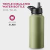 imageFineDine Triple Walled Insulated Water Bottles with Straw  25 Oz Stainless Steel Metal Bottle W 3 Leak Proof Lids  For Travel School Sports GymMen Women ampamp Kids  Rustic Grained SiennaArmy Green