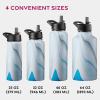 imageFineDine Triple Walled Insulated Water Bottles with Straw  25 Oz Stainless Steel Metal Bottle W 3 Leak Proof Lids  For Travel School Sports GymMen Women ampamp Kids  Rustic Grained SiennaExquisite Blue Marble
