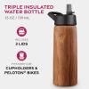 imageFineDine Triple Walled Insulated Water Bottles with Straw  25 Oz Stainless Steel Metal Bottle W 3 Leak Proof Lids  For Travel School Sports GymMen Women ampamp Kids  Rustic Grained SiennaRustic Grained Sienna