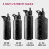 imageFineDine Triple Walled Insulated Water Bottles with Straw  25 Oz Stainless Steel Metal Bottle W 3 Leak Proof Lids  For Travel School Sports GymMen Women ampamp Kids  Rustic Grained SiennaPolished Raven Marble
