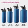 imageFineDine Triple Walled Insulated Water Bottles with Straw  25 Oz Stainless Steel Metal Bottle W 3 Leak Proof Lids  For Travel School Sports GymMen Women ampamp Kids  Rustic Grained SiennaMajestic Sapphire
