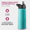 imageFineDine Triple Walled Insulated Water Bottles with Straw  25 Oz Stainless Steel Metal Bottle W 3 Leak Proof Lids  For Travel School Sports GymMen Women ampamp Kids  Rustic Grained SiennaCheery Turquoise