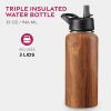 imageFineDine Triple Walled Insulated Water Bottles with Straw  25 Oz Stainless Steel Metal Bottle W 3 Leak Proof Lids  For Travel School Sports GymMen Women ampamp Kids  Rustic Grained SiennaRustic Grained Sienna
