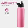 imageFineDine Triple Walled Insulated Water Bottles with Straw  25 Oz Stainless Steel Metal Bottle W 3 Leak Proof Lids  For Travel School Sports GymMen Women ampamp Kids  Rustic Grained SiennaStriking French Rose