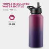 imageFineDine Triple Walled Insulated Water Bottles with Straw  25 Oz Stainless Steel Metal Bottle W 3 Leak Proof Lids  For Travel School Sports GymMen Women ampamp Kids  Rustic Grained SiennaDreamy Purple