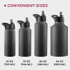 imageFineDine Triple Walled Insulated Water Bottles with Straw  25 Oz Stainless Steel Metal Bottle W 3 Leak Proof Lids  For Travel School Sports GymMen Women ampamp Kids  Rustic Grained SiennaInky Raven Black