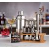 imageFineDine 10Piece Cocktail Shaker Set with Travel Bag  Stainless Steel Shaker Set Bartender Kit  Mixology Bartender Kit  Strainer Muddler Jigger Bar Spoon Bottle Opener Pour Spouts  Bar Set17Piece