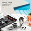 imageFineDine 10Piece Cocktail Shaker Set with Travel Bag  Stainless Steel Shaker Set Bartender Kit  Mixology Bartender Kit  Strainer Muddler Jigger Bar Spoon Bottle Opener Pour Spouts  Bar Set10Piece