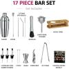 imageFineDine 10Piece Cocktail Shaker Set with Travel Bag  Stainless Steel Shaker Set Bartender Kit  Mixology Bartender Kit  Strainer Muddler Jigger Bar Spoon Bottle Opener Pour Spouts  Bar Set17Piece