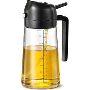 imageFineDine 16oz Olive Oil Sprayer for Cooking 2 in 1 Olive Oil Dispenser Bottle for Kitchen Air Fryer Salad BBQ ampamp Baking  Dual Spray Mist ampamp Stream with Measurement Marks BlackBlack