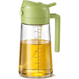 imageFineDine 16oz Olive Oil Sprayer for Cooking 2 in 1 Olive Oil Dispenser Bottle for Kitchen Air Fryer Salad BBQ ampamp Baking  Dual Spray Mist ampamp Stream with Measurement Marks BlackGreen