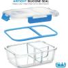 imageGlass Meal Prep Containers 3Compartment  3Pack 32 Oz Freezer to Oven Safe Airtight Food Storage Container Set with Hinged Locking Lids BPA Free Great On the Go Portion Control Lunch Containers