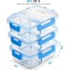 imageGlass Meal Prep Containers 3Compartment  3Pack 32 Oz Freezer to Oven Safe Airtight Food Storage Container Set with Hinged Locking Lids BPA Free Great On the Go Portion Control Lunch Containers