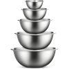 imageFineDine Stainless Steel Mixing Bowls Set of 5 Stainless Steel Mixing Bowl Set  Easy To Clean Nesting Bowls for Space Saving Storage Great for Cooking Baking Prepping