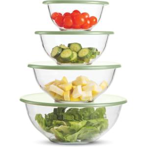image8Piece BPAFree Glass Mixing Bowl Set with Lids  Nesting Design Easy Grip For Meal Prep amp Food Storage