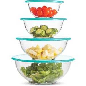 imageFineDine Superior Glass Mixing Bowls with Lids  8Piece Mixing Set with BPAFree lids SpaceSaving Nesting Bowls  Easy Grip amp Stable Design for Meal Prep amp Food Storage For Cooking Baking