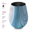 image:imageFineDine Triple Insulated Wine Tumbler With Lid 4 Pack 12oz Stainless Steel Glass Set Keep Drinks Hot amp Cold for Outdoors Beach Picnics Unbreakable Glasses With BPA Lids Cheery TurquoiseExquisite Blue Marble