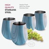 image:imageFineDine Triple Insulated Wine Tumbler With Lid 4 Pack 12oz Stainless Steel Glass Set Keep Drinks Hot amp Cold for Outdoors Beach Picnics Unbreakable Glasses With BPA Lids Cheery TurquoiseExquisite Blue Marble