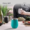 image:imageFineDine Triple Insulated Wine Tumbler With Lid 4 Pack 12oz Stainless Steel Glass Set Keep Drinks Hot amp Cold for Outdoors Beach Picnics Unbreakable Glasses With BPA Lids Cheery TurquoiseCheery Turquoise