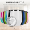 image:imageFineDine Triple Insulated Wine Tumbler With Lid 4 Pack 12oz Stainless Steel Set Tumblers Keep Drinks Hot amp Cold for Outdoors Beach Picnics Unbreakable Glasses With BPA Free Lids WhiteBlackWhiteBlack