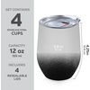 image:imageFineDine Triple Insulated Wine Tumbler With Lid 4 Pack 12oz Stainless Steel Set Tumblers Keep Drinks Hot amp Cold for Outdoors Beach Picnics Unbreakable Glasses With BPA Free Lids WhiteBlackWhiteBlack