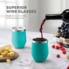 image:imageFineDine Triple Insulated Wine Tumbler With Lid 4 Pack 12oz Stainless Steel Set Tumblers Keep Drinks Hot amp Cold for Outdoors Beach Picnics Unbreakable Glasses With BPA Free Lids WhiteBlackCheery Turquoise