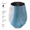 image:imageFineDine Triple Insulated Wine Tumbler With Lid 4 Pack 12oz Stainless Steel Set Tumblers Keep Drinks Hot amp Cold for Outdoors Beach Picnics Unbreakable Glasses With BPA Free Lids WhiteBlackExquisite Blue Marble
