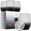 image:imageFineDine Triple Insulated Wine Tumbler With Lid 4 Pack 12oz Stainless Steel Set Tumblers Keep Drinks Hot amp Cold for Outdoors Beach Picnics Unbreakable Glasses With BPA Free Lids WhiteBlackWhiteBlack